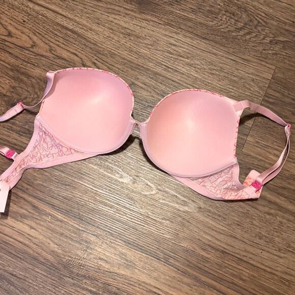 Victoria's Secret Logo Pink Push-up Bra Size 34DDD - Picture 8 of 12